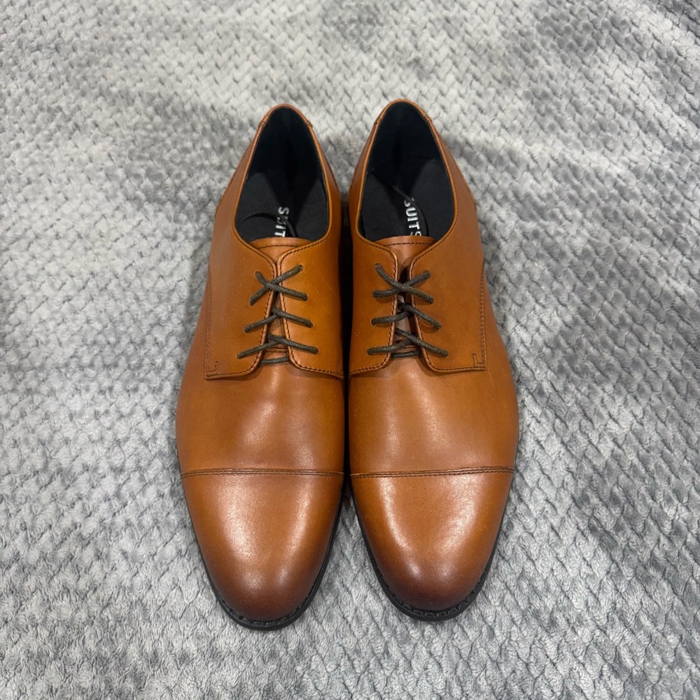 Suitsupply Brown Oxford Dress Shoes with Cap Toe